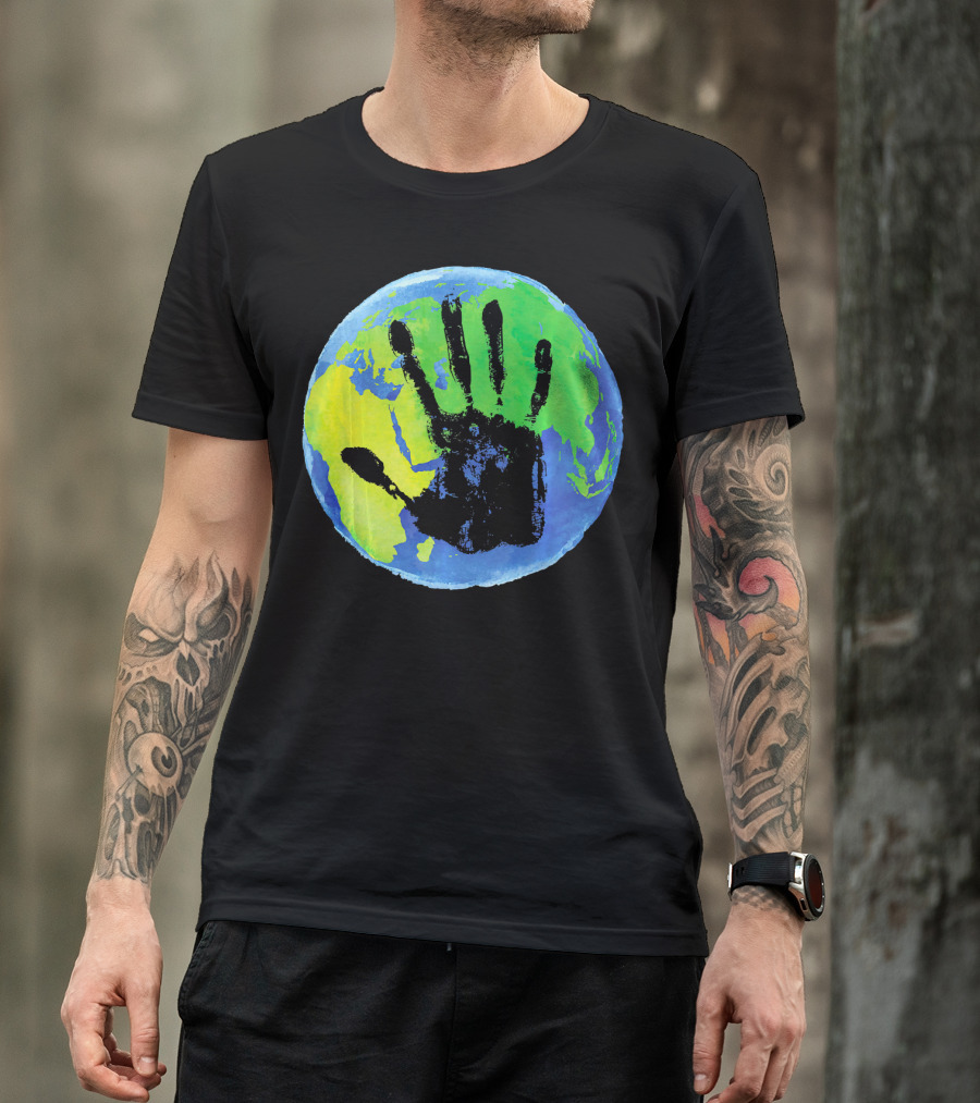 Earth Day Globe With Handprint Nature Conservation T-Shirt