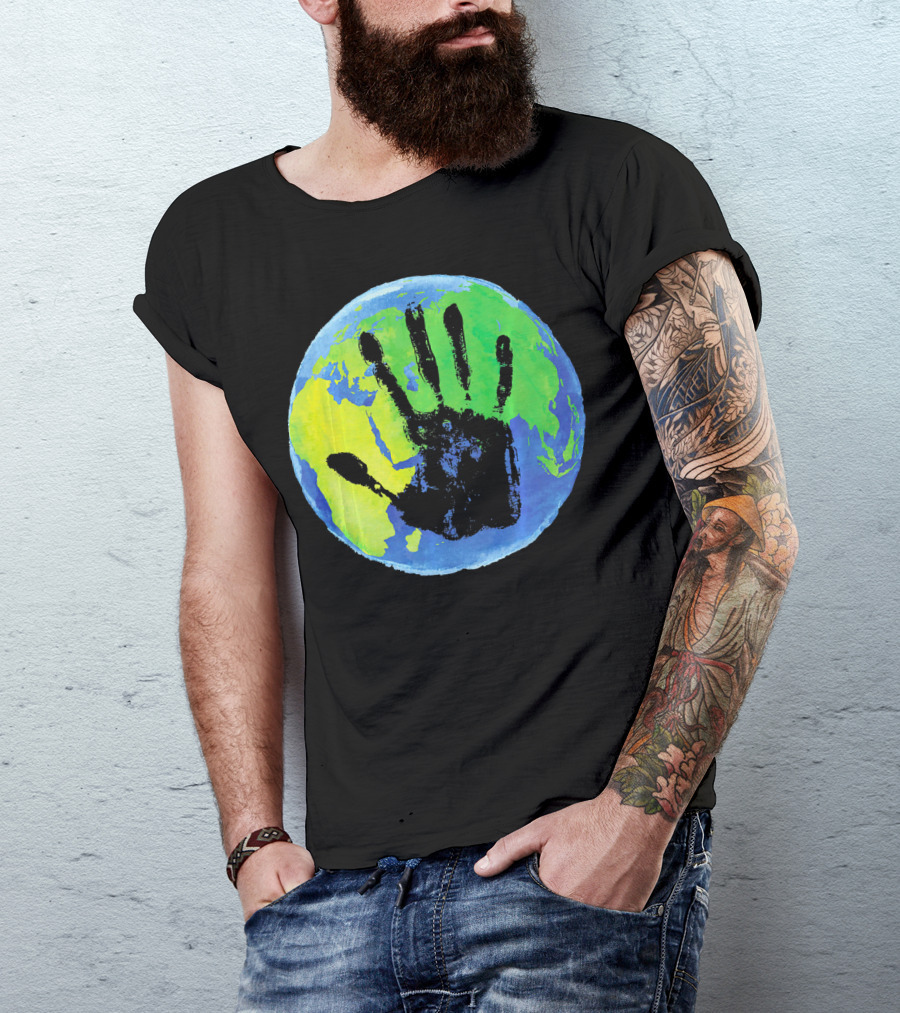 Earth Day Globe With Handprint Nature Conservation T-Shirt