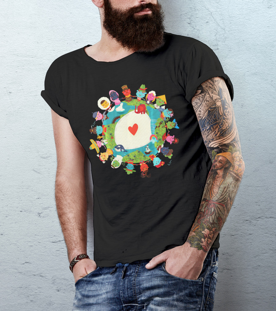Kids United In Love For The Planet Earth With Heart And Diverse Children T-Shirt