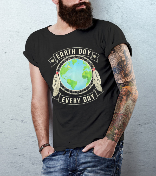 Earth Day Every Day Dreamcatcher Globe Feathers T-Shirt