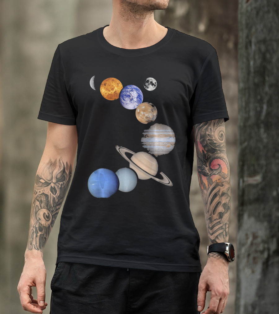 Planet Solar System Earth Moon Sun Mars Jupiter Saturn Neptune Uranus T-Shirt