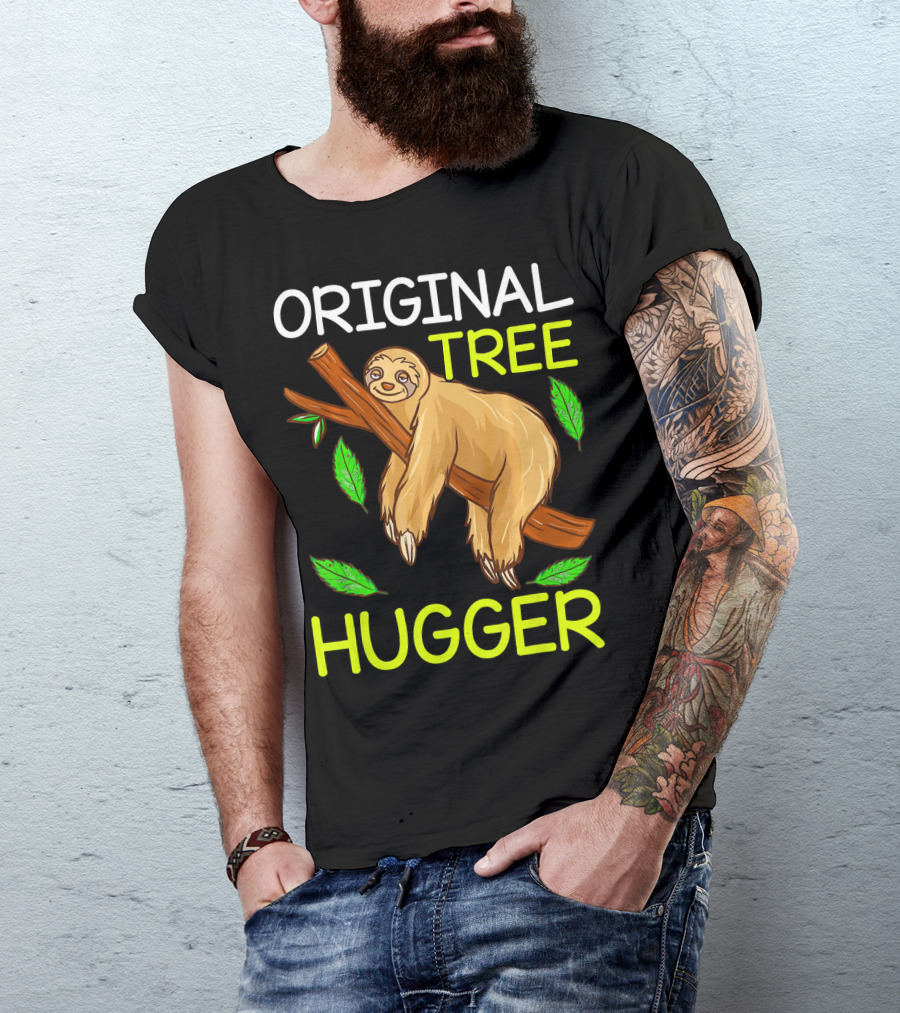 Original Tree Hugger Sloth Environmental Climate T-Shirt