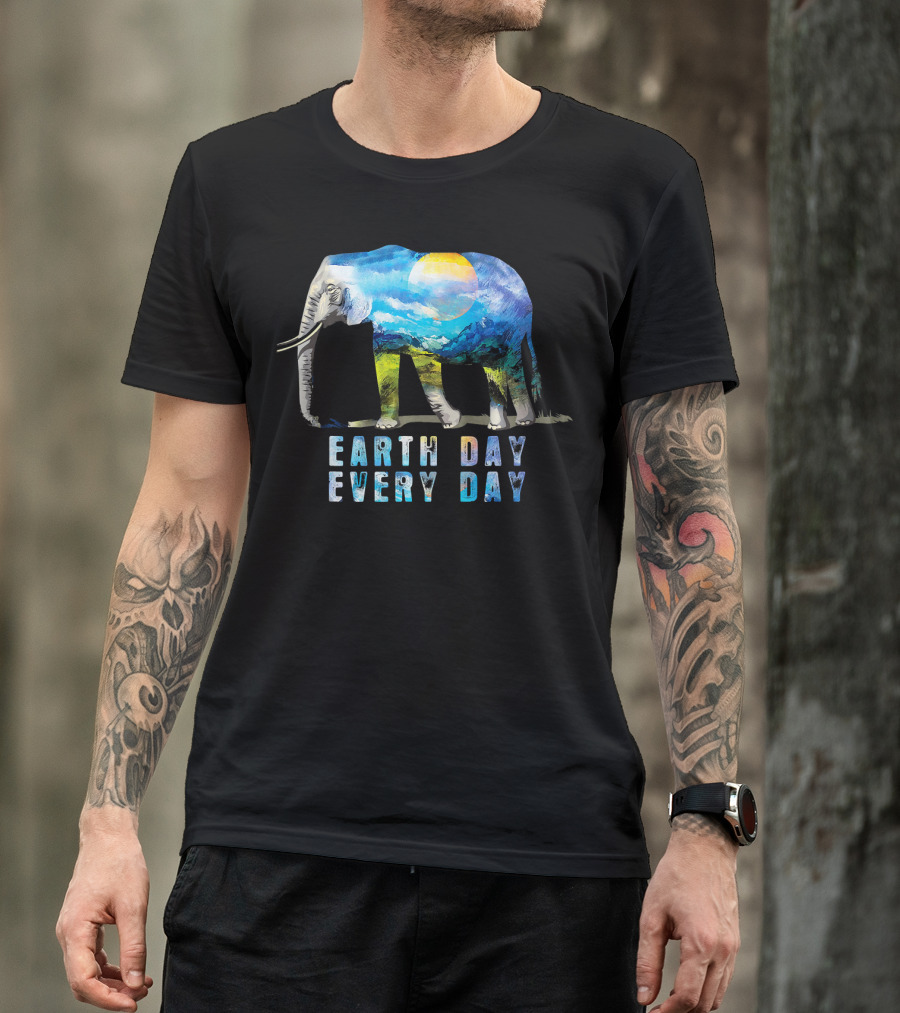 Earth Day Every Day Elephant Love T-Shirt