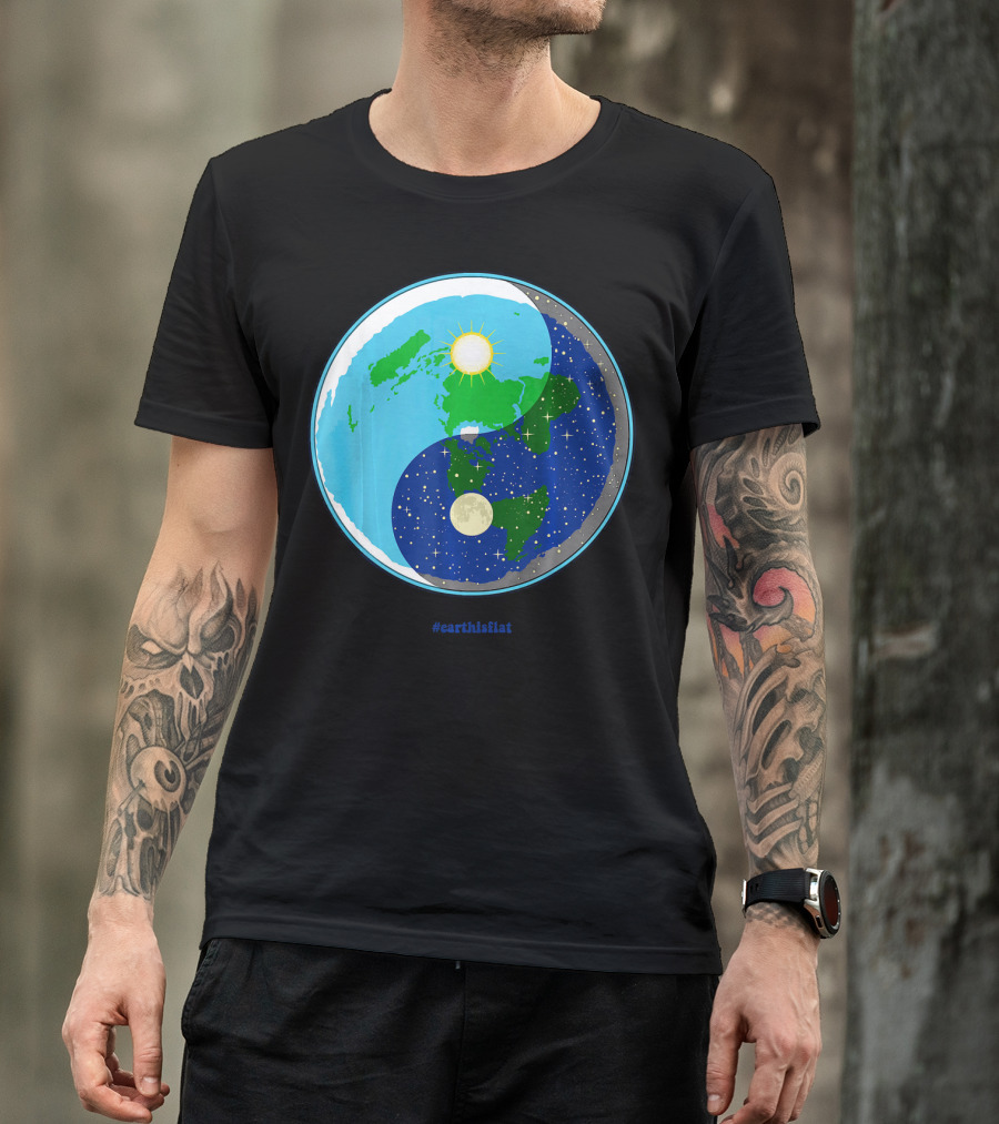 Ying Yang Flat Earth Truther #earthisflat Sun And Moon T-Shirt