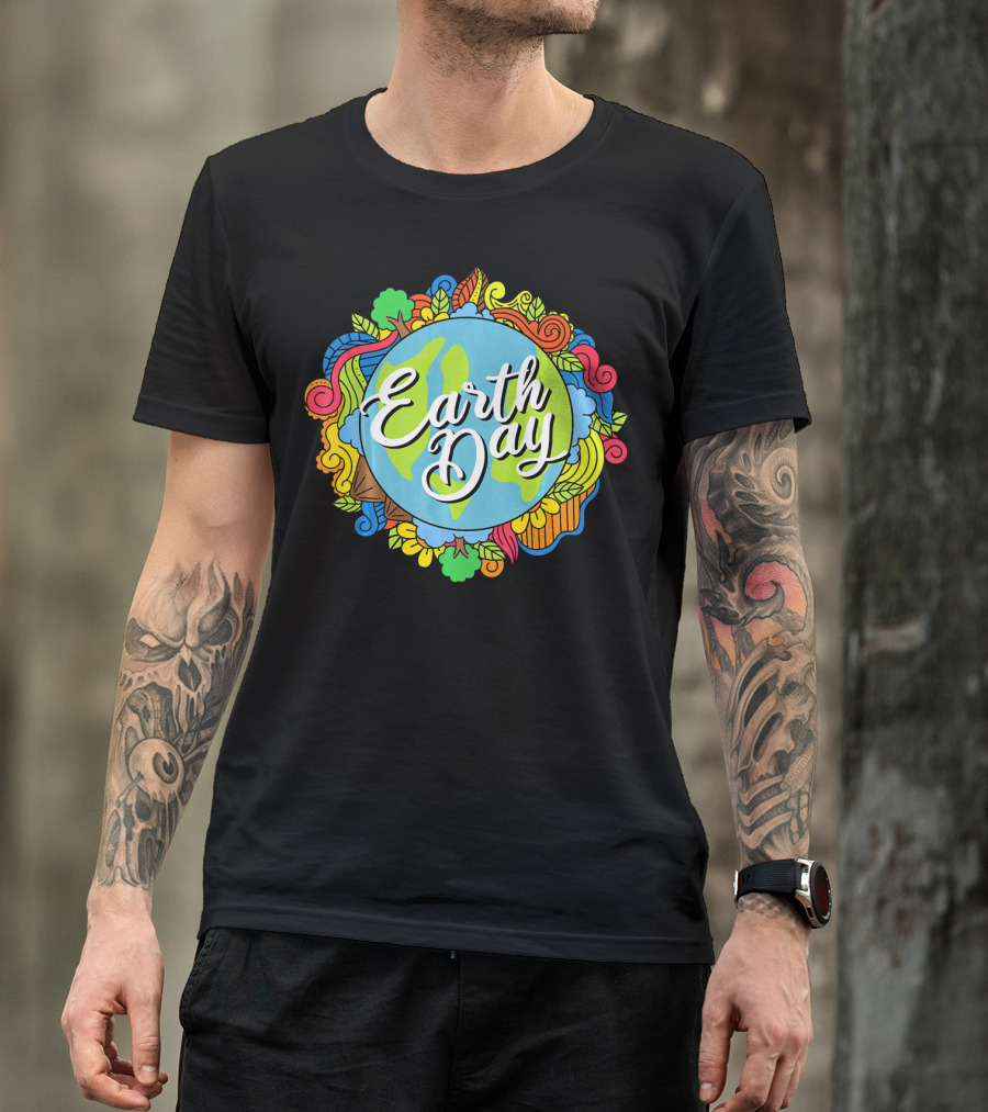 Earth Day Colorful Earth Doodle For Teachers T-Shirt