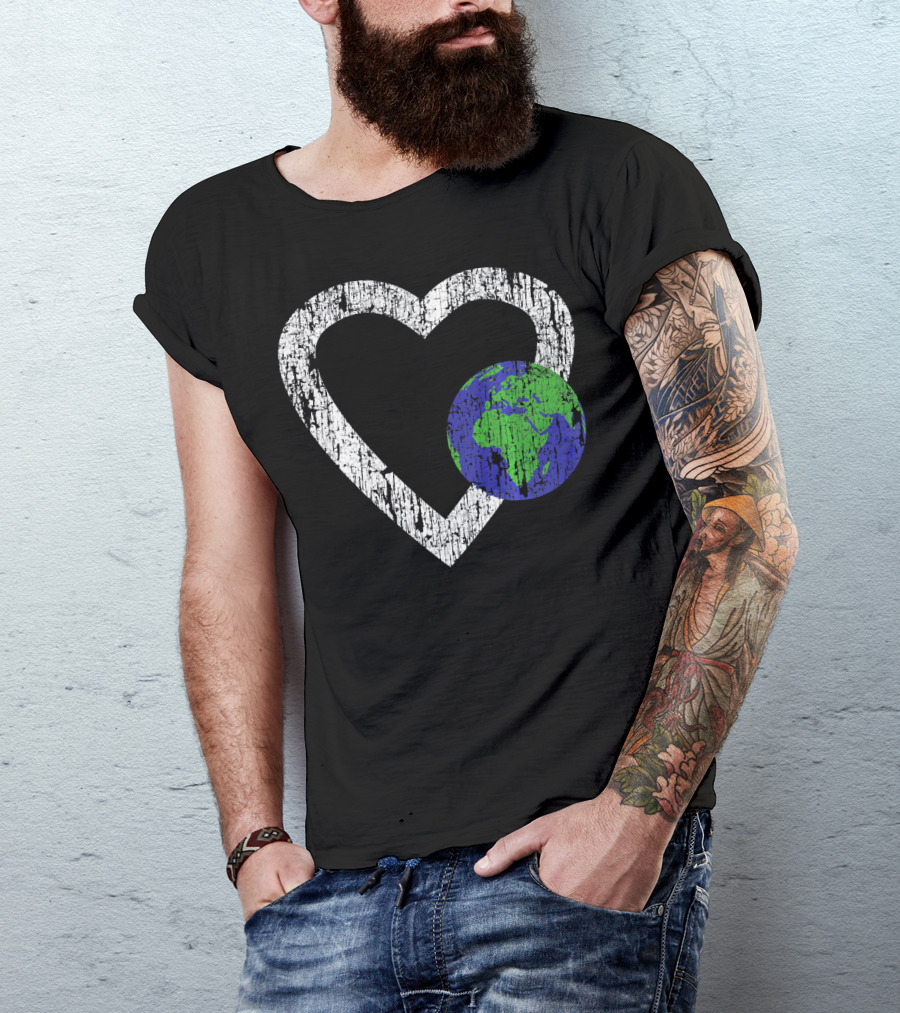 I Love Planet Earth Day Climate Change Heart World T-Shirt