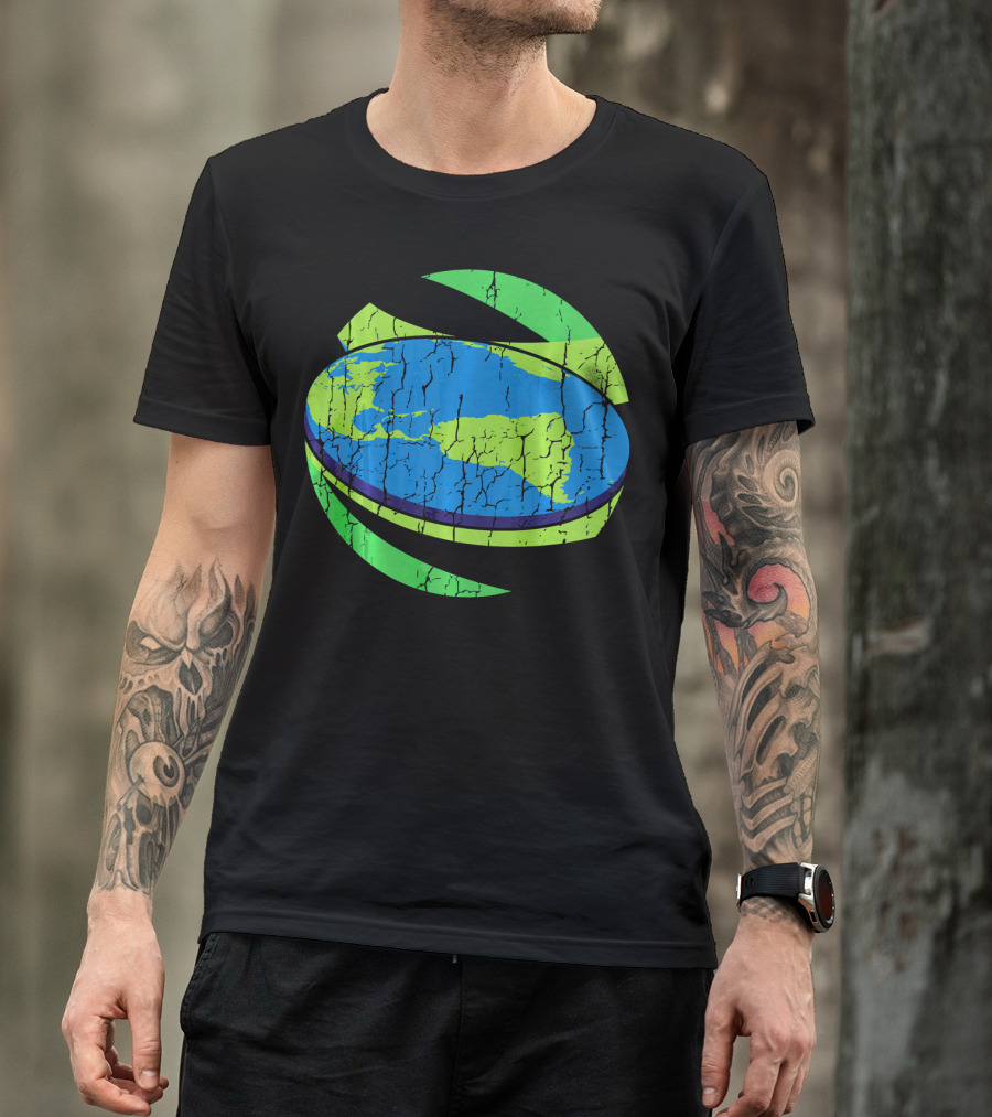 Flat Earth Flat Earther Planet Cracked Globe T-Shirt