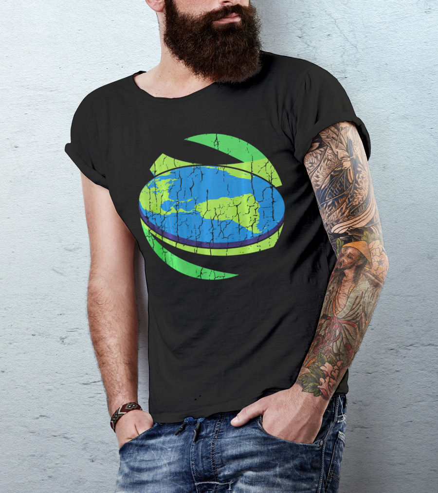 Flat Earth Flat Earther Planet Cracked Globe T-Shirt