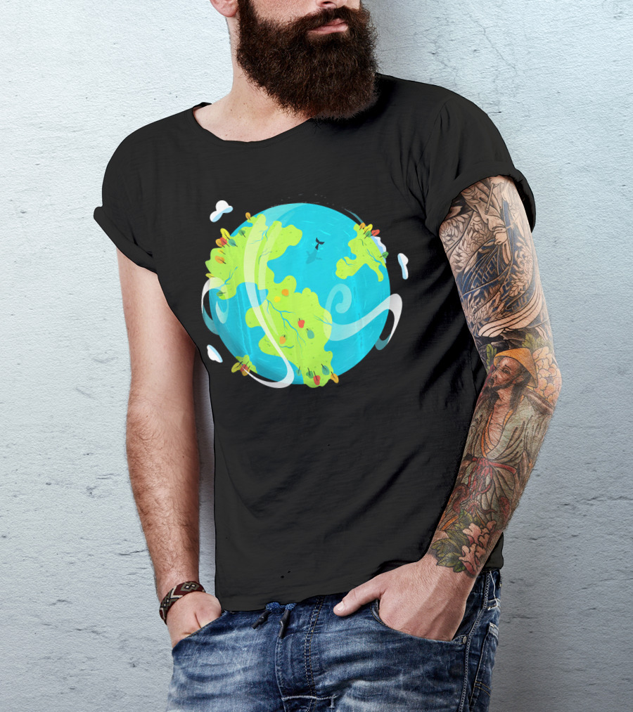 Earth Day Mother Planet Tree Dolphin Scenic Globe T-Shirt