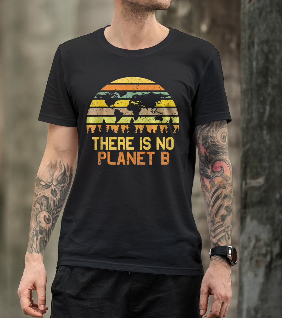 Earth Day Vintage There Is No Planet B Retro Map T-Shirt