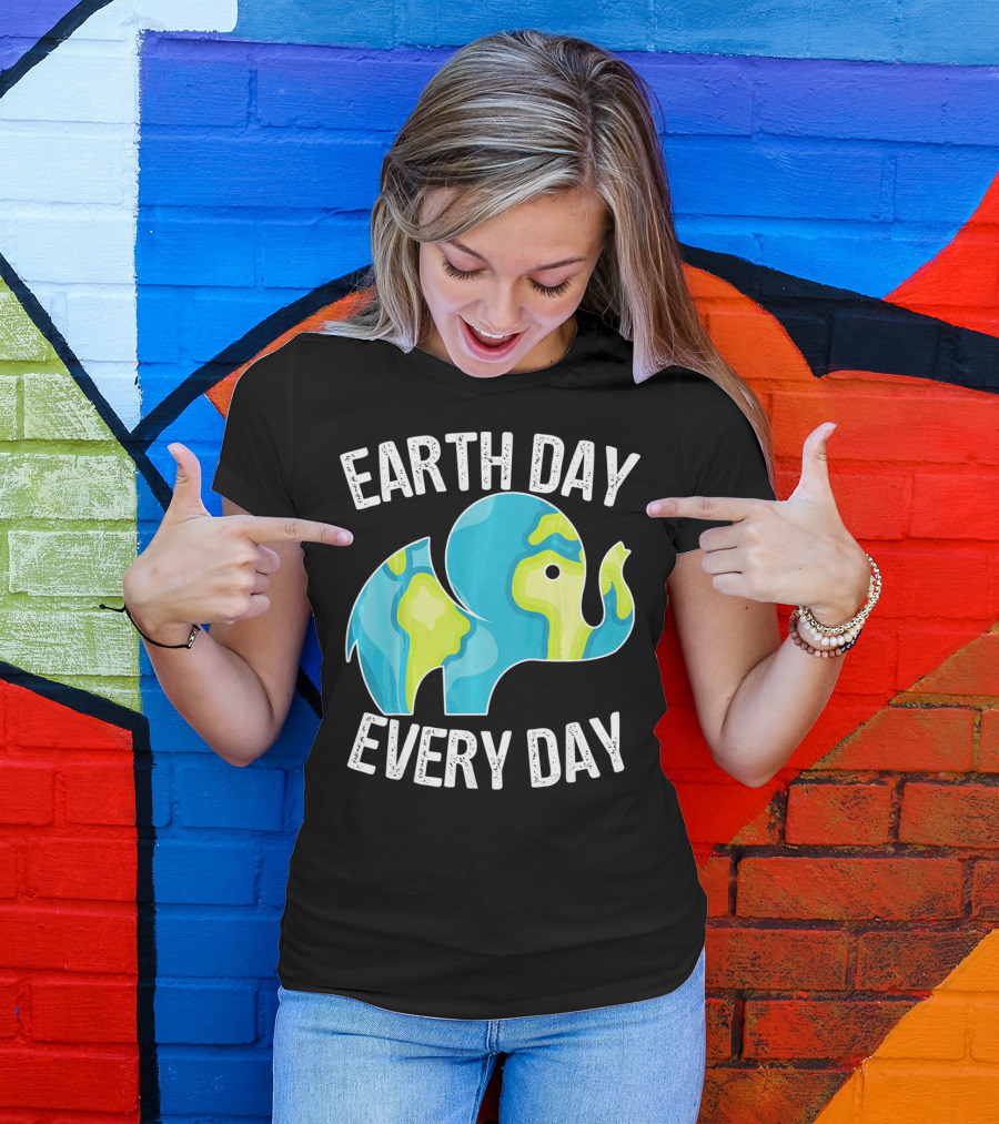 Earth Day Every Day Elephant Vintage Earth T-Shirt