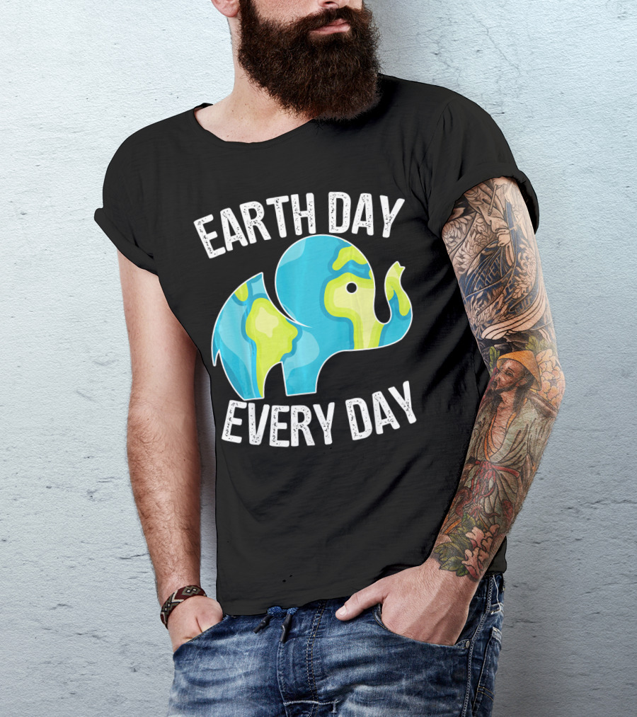 Earth Day Every Day Elephant Vintage Earth T-Shirt