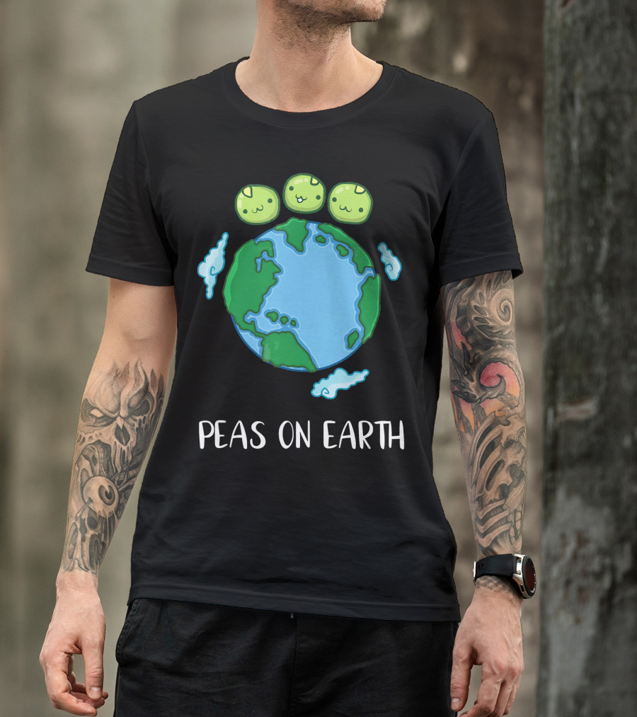 Peas On Earth Funny Peace Globe Cartoon T-Shirt