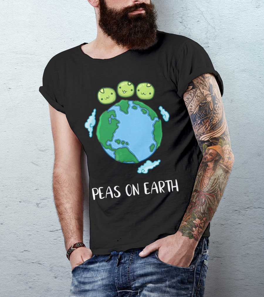 Peas On Earth Funny Peace Globe Cartoon T-Shirt