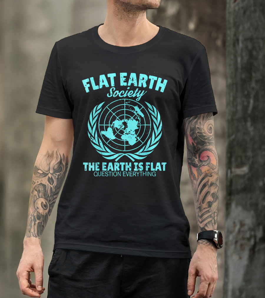 Flat Earth Society Baby Blue Retro Vintage Earth Is Flat Question Everything T-Shirt