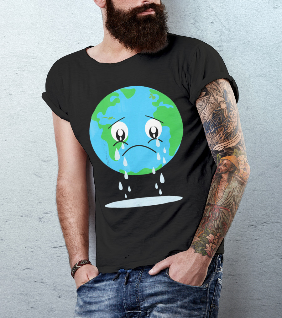 Sad Earth Crying Environmental Green Planet T-Shirt