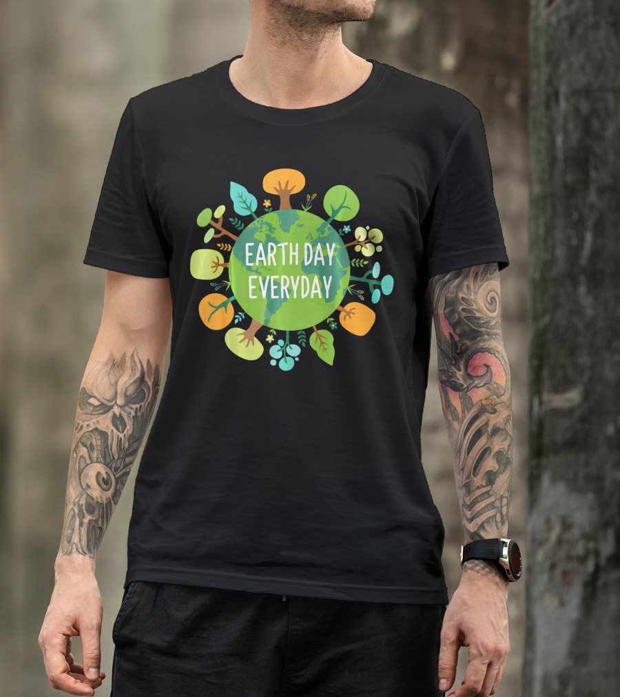 Earth Day Everyday Globe With Colorful Trees T-Shirt
