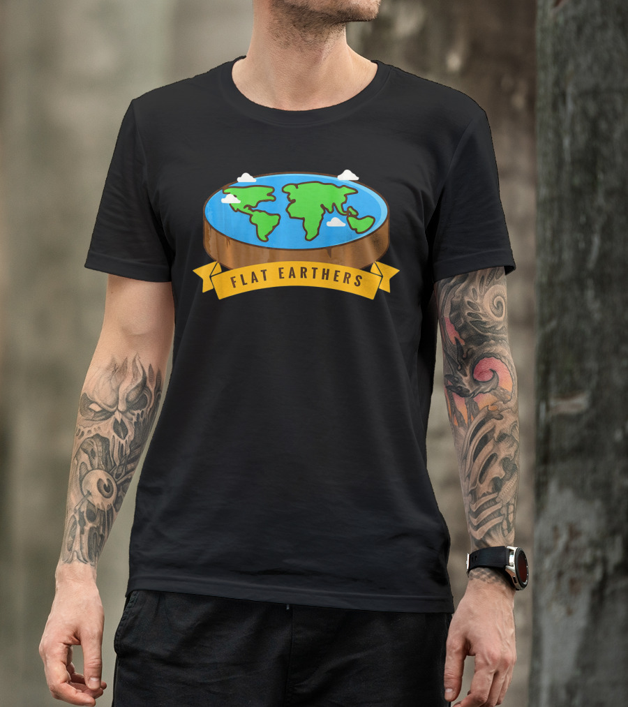 Flat Earthers Flat Earth Society Earth Disc Banner T-Shirt