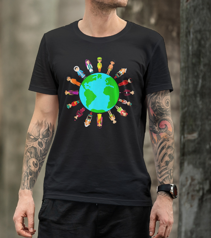 Happy Earth Day Global Unity With Diverse People Around The World T-Shirt