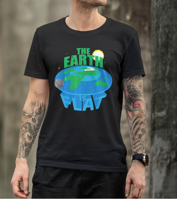 The Earth Is Flat Moon Sun Stars T-Shirt