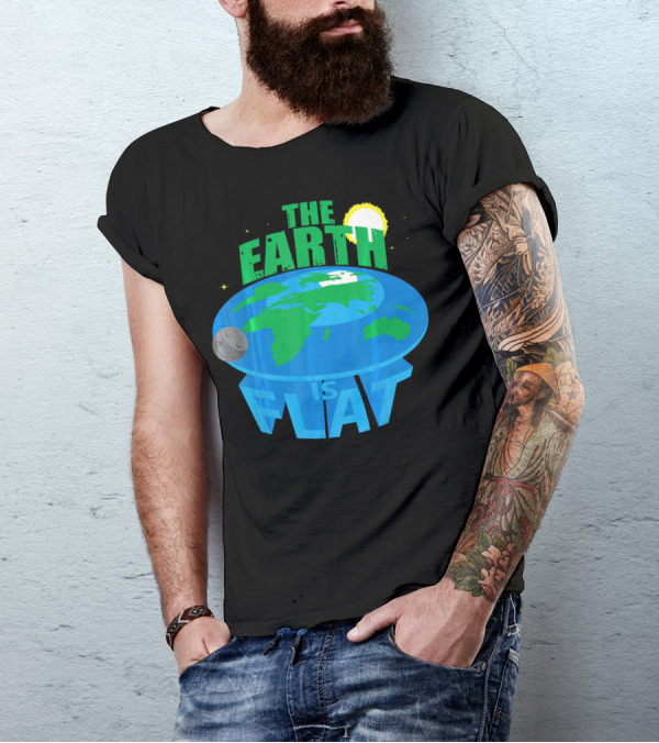 The Earth Is Flat Moon Sun Stars T-Shirt