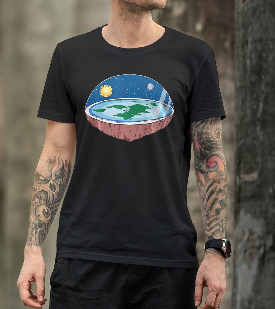 Flat Earth Ice Wall Sun And Moon Dome T-Shirt