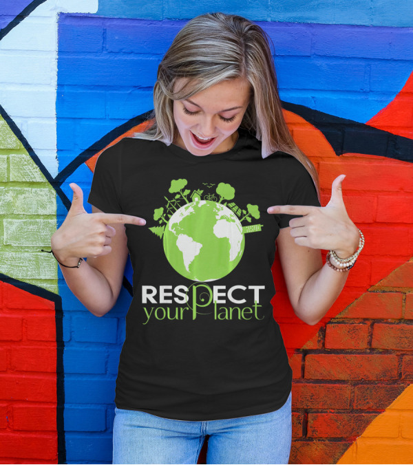 Respect Your Planet Earth Day Green Eco Symbols T-Shirt