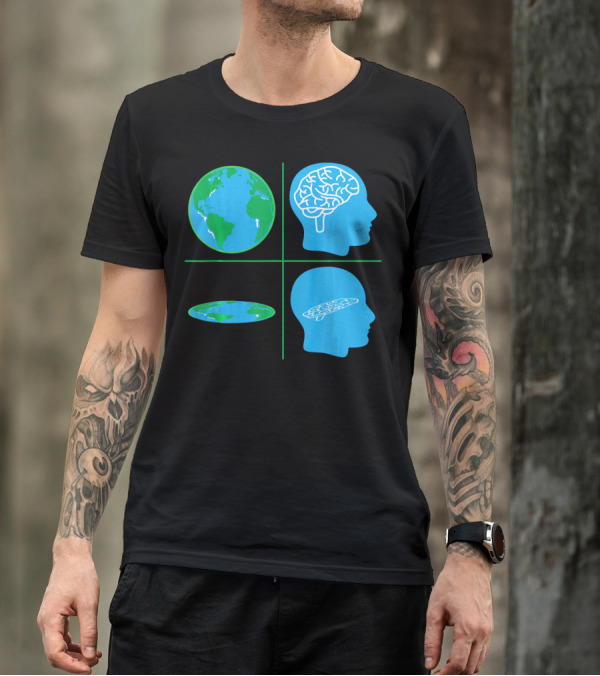 Flat Earth Society Flat Brain Memes Globes And Brain Flatheads T-Shirt