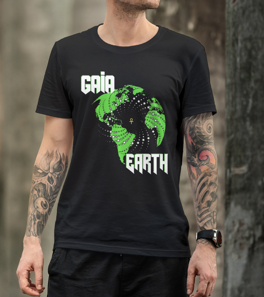 Gaia Earth Ankh Starry Globe T-Shirt