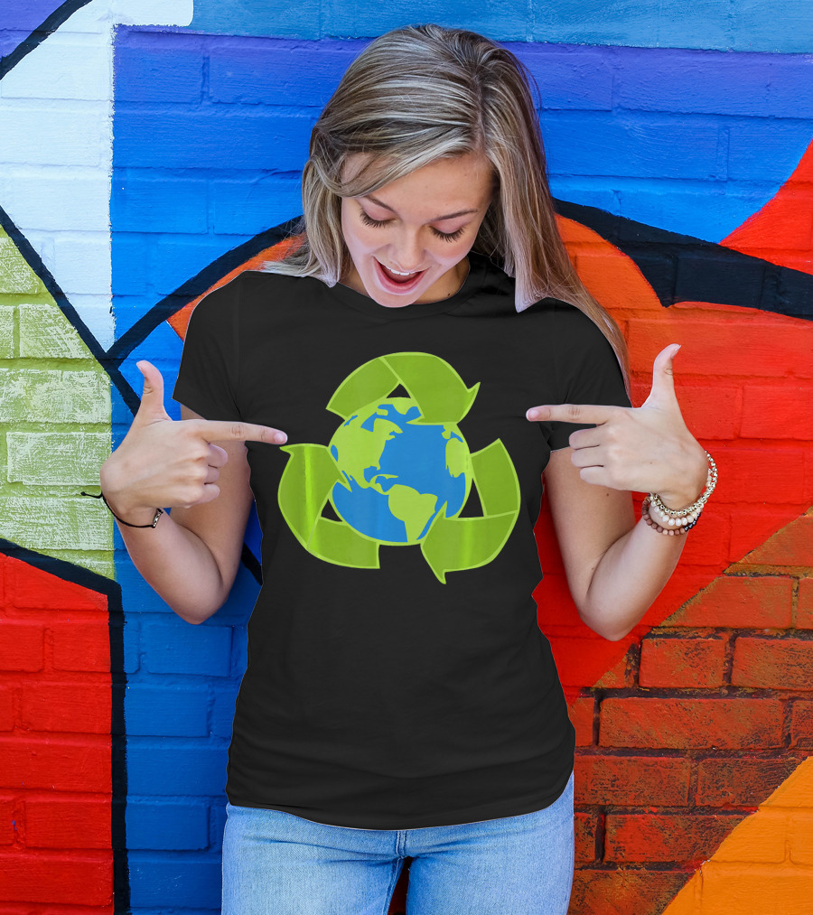Planet Earth Recycle Symbol Env Eco-Friendly T-Shirt