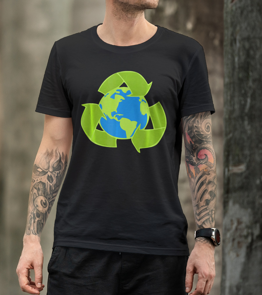 Planet Earth Recycle Symbol Env Eco-Friendly T-Shirt