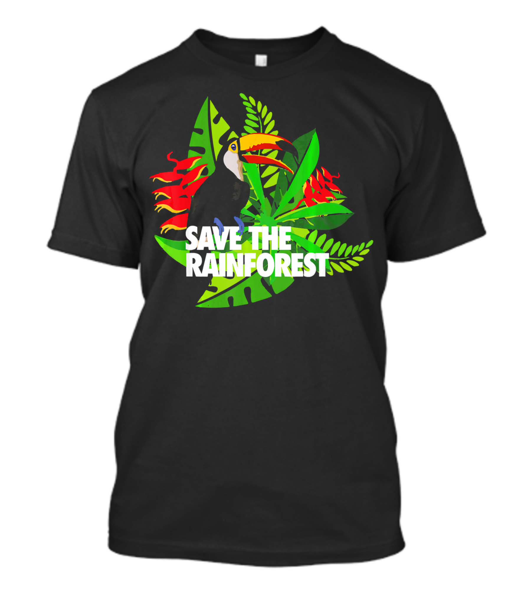 Save The Rainforest Earth Day Toucan Tropical Leaves T-Shirt