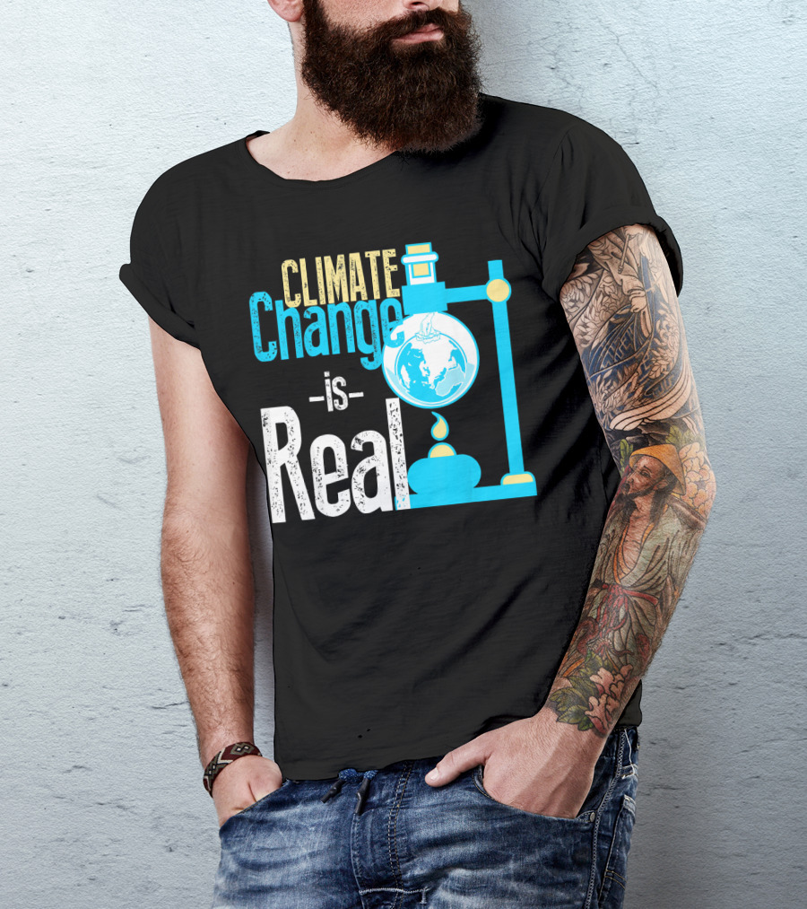 Climate Change Is Real Earth On Fire Scientific T-Shirt