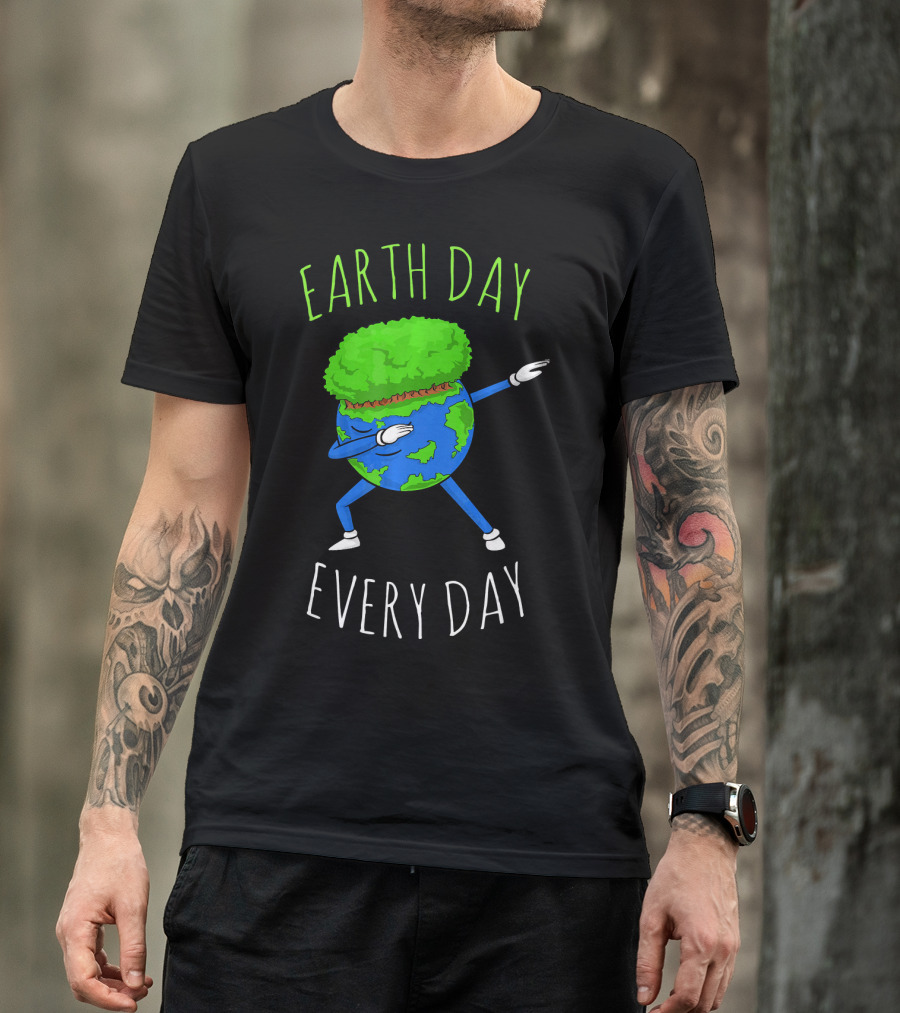 Earth Day Every Day Dancing Globe With Green Hair T-Shirt
