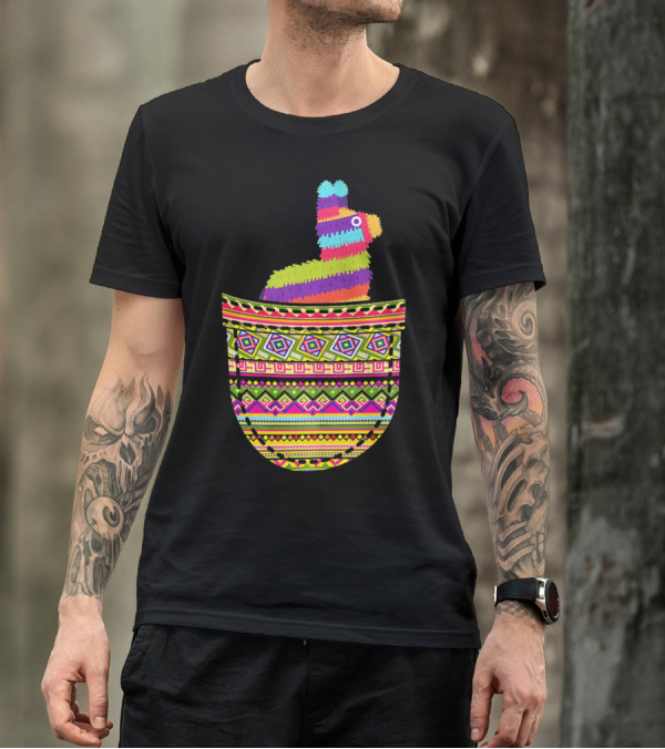 Mexican Pinata Pocket Cinco De Mayo Fiesta Colorful T-Shirt