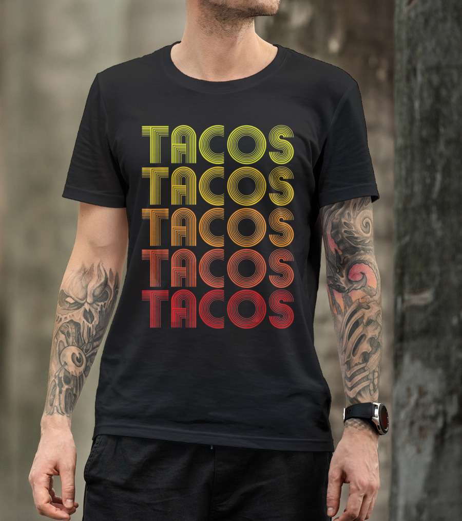 Vintage Tacos Lover Cinco De Mayo Retro Lines T-Shirt