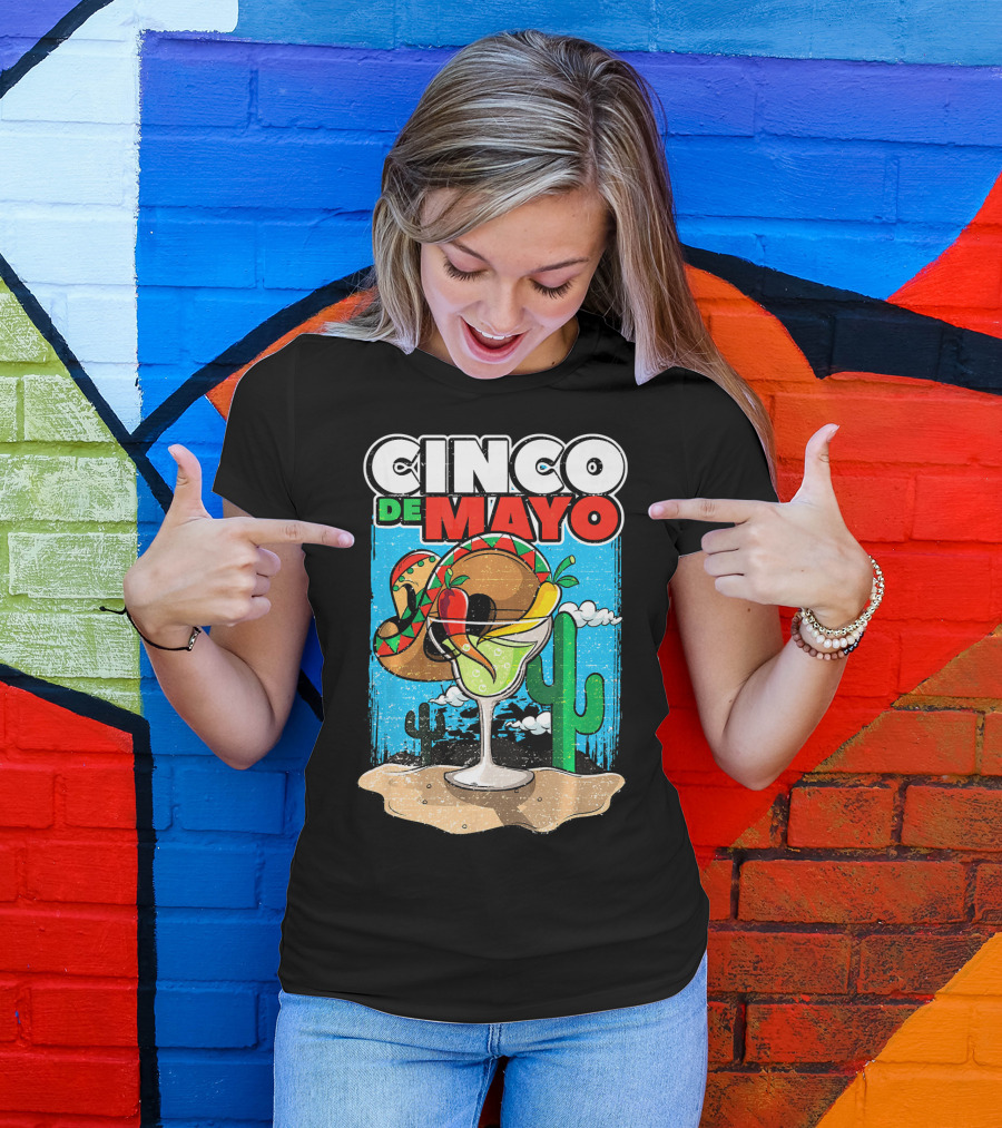 Cinco De Mayo Margarita Cactus Sombrero Fiesta T-Shirt