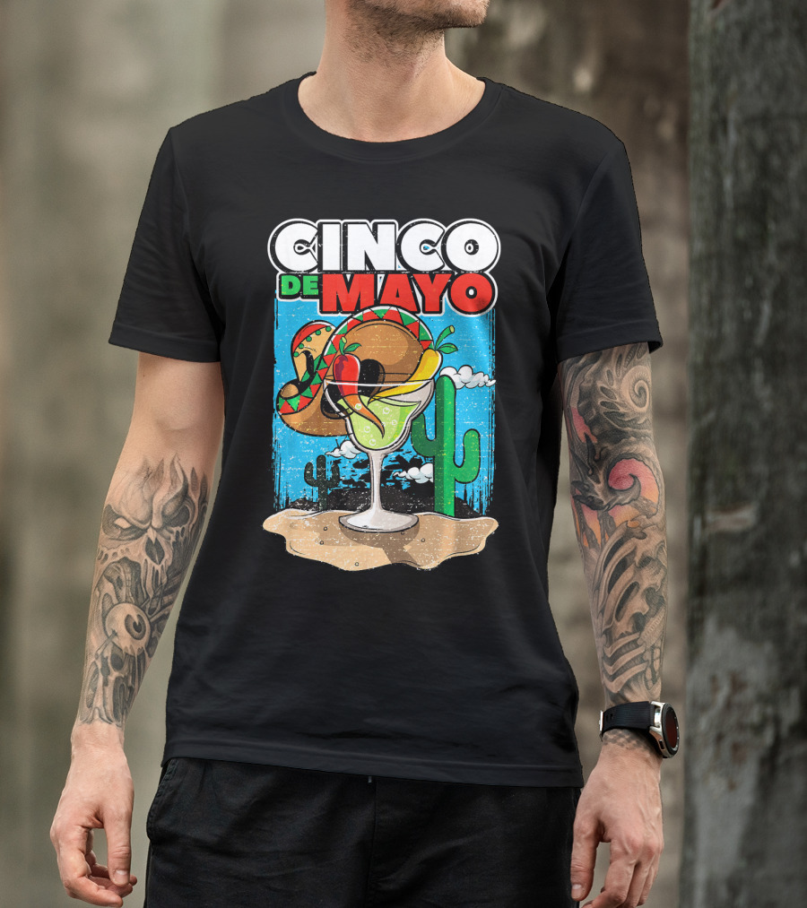 Cinco De Mayo Margarita Cactus Sombrero Fiesta T-Shirt