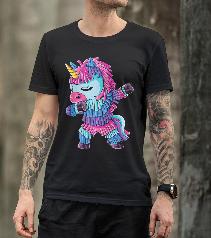 Dabbing Unicorn Pinata Funny Cinco De Mayo Party T-Shirt