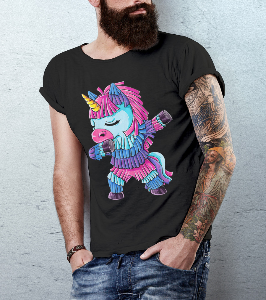 Dabbing Unicorn Pinata Funny Cinco De Mayo Party T-Shirt