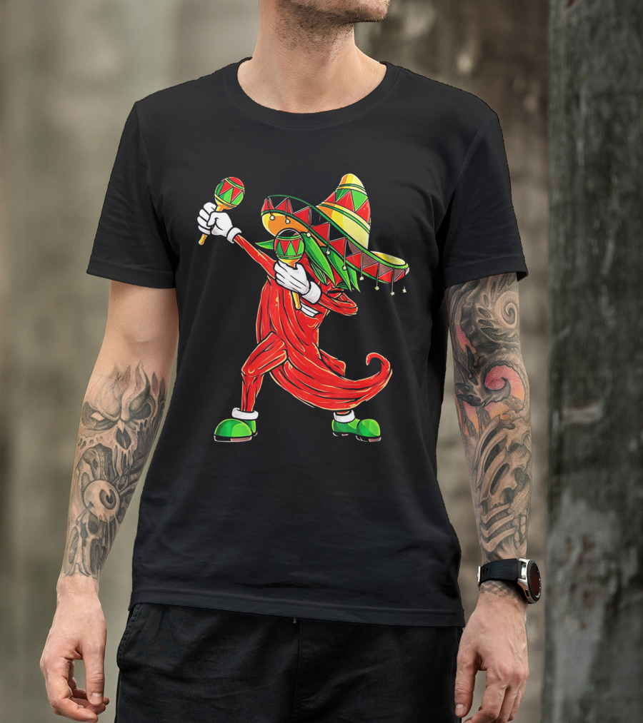Dabbing Chili Sombrero Maracas Festival Fiery Dance T-Shirt