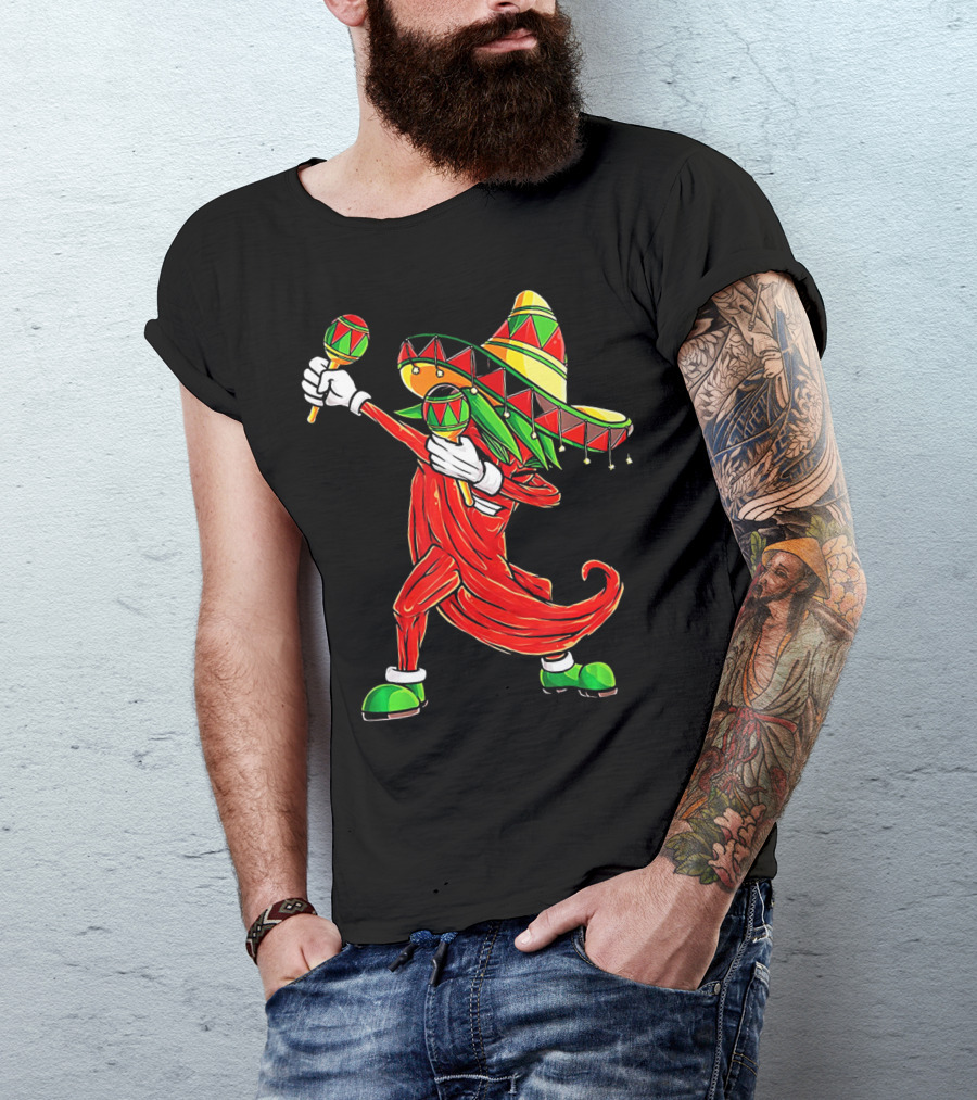 Dabbing Chili Sombrero Maracas Festival Fiery Dance T-Shirt