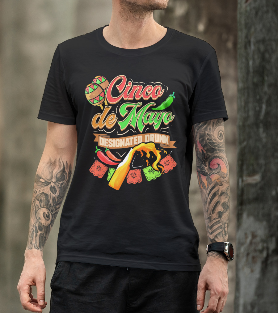 Cinco De Mayo Designated Drunk Peppers Beer Fiesta T-Shirt