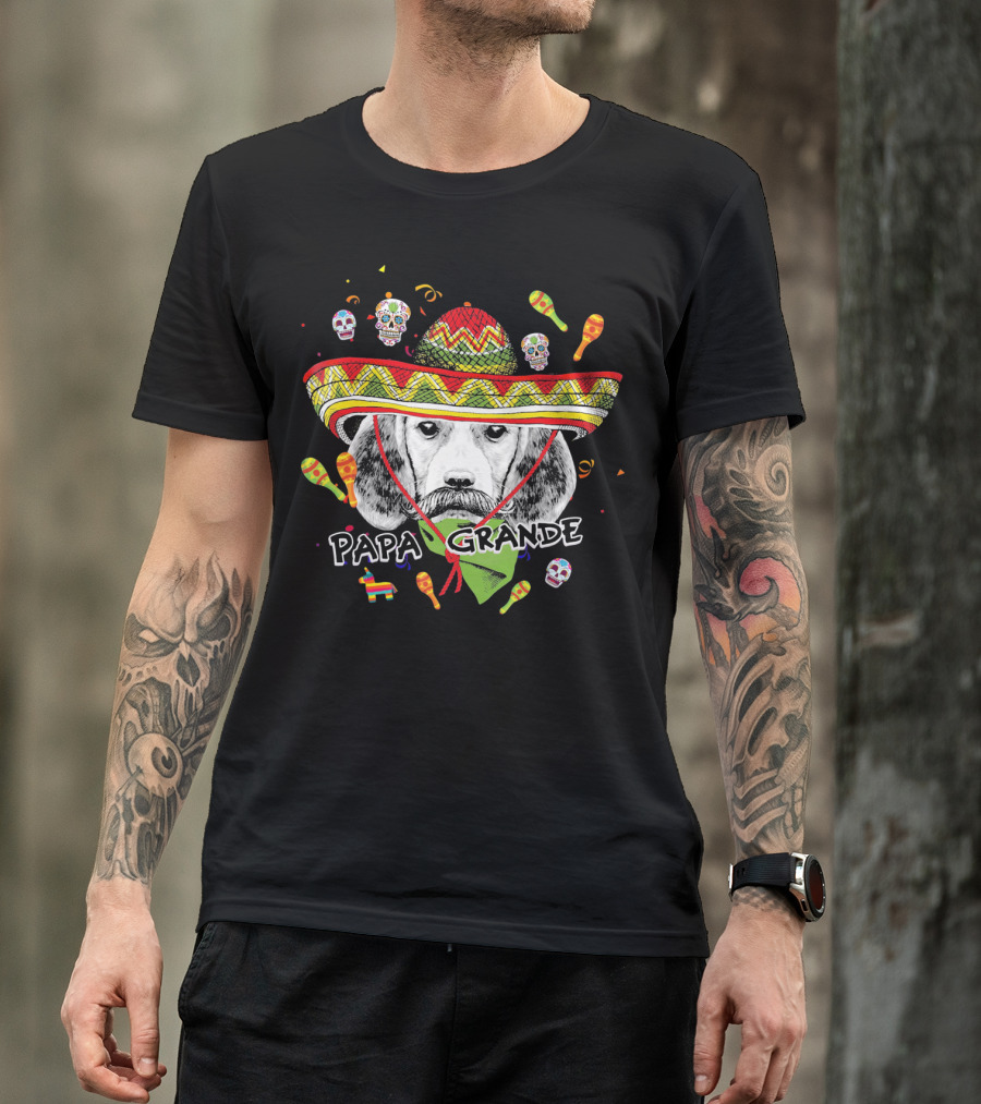 Papa Grande Cinco De Mayo Beagle Sombrero Maracas Skulls Fiesta T-Shirt