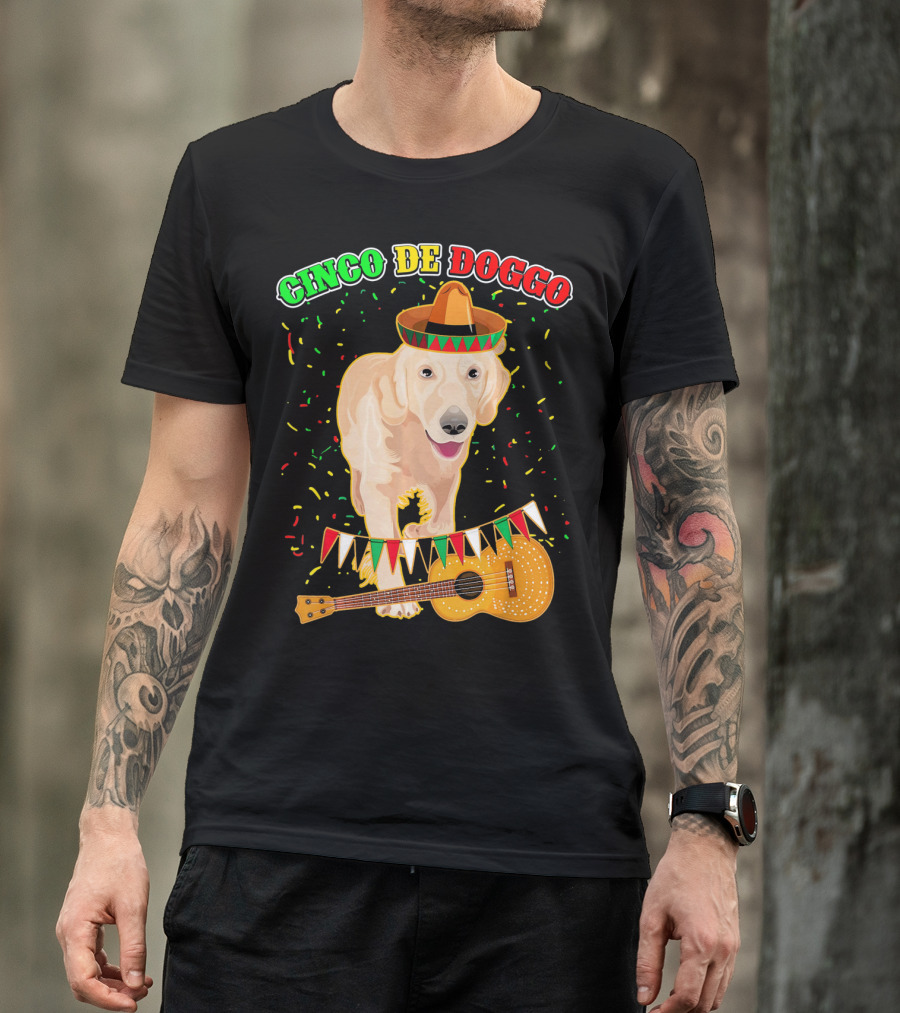 Cinco De Doggo Golden Retriever Sombrero Guitar Fiesta T-Shirt