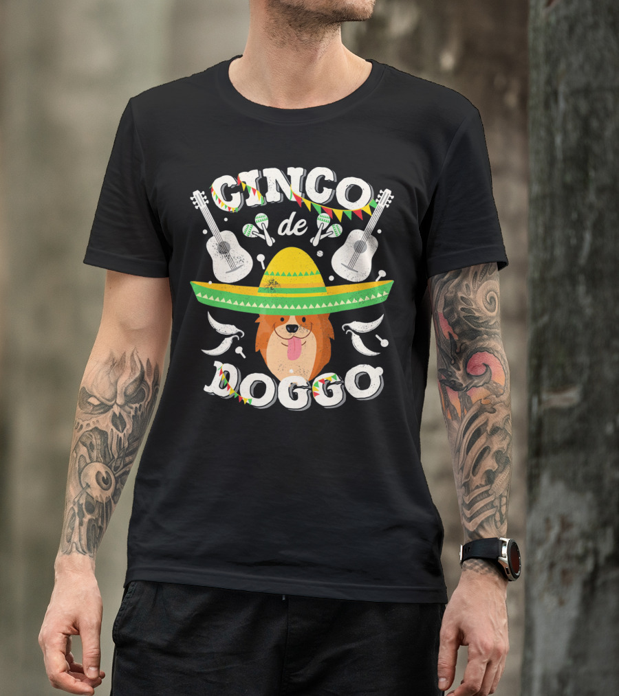 Cinco De Doggo Corgi Sombrero Guitars And Maracas T-Shirt