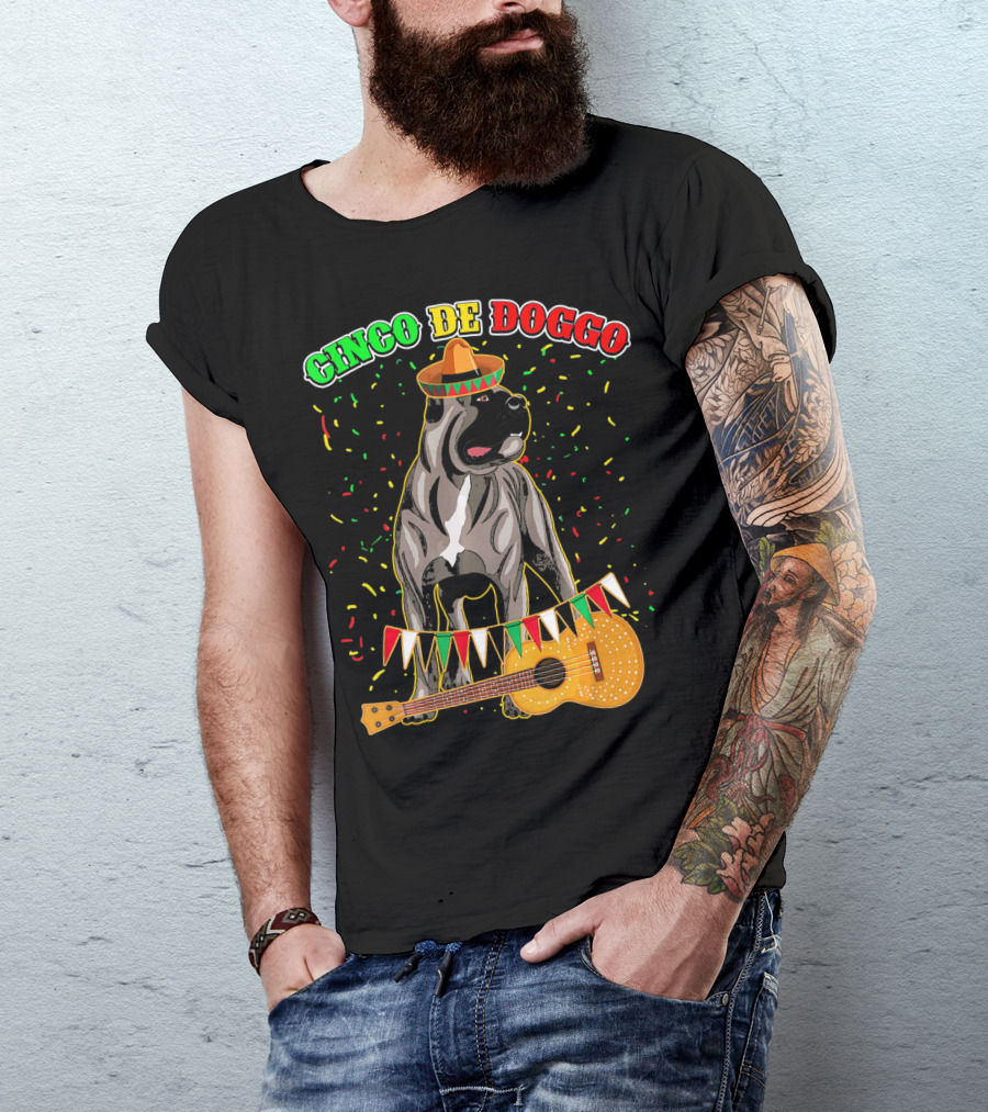 Cinco De Mayo Doggo Cane Corso Sombrero Guitar Festival T-Shirt