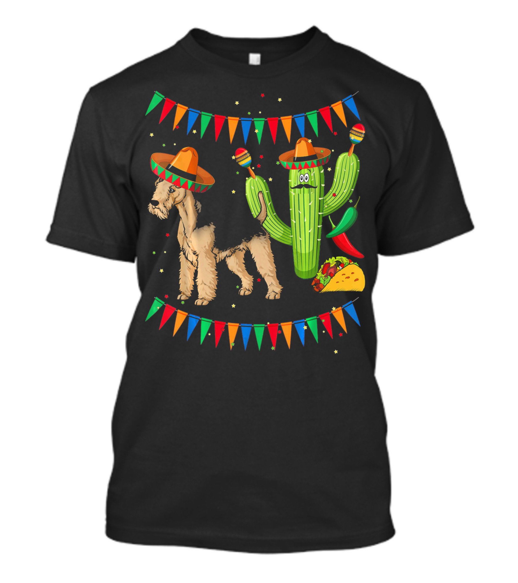 Sombrero Lakeland Terrier Dog Cactus Taco Mexico Fiesta T-Shirt