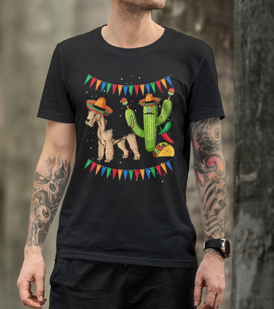 Sombrero Lakeland Terrier Dog Cactus Taco Mexico Fiesta T-Shirt
