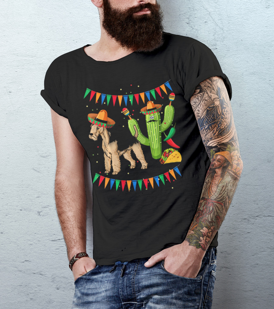 Sombrero Lakeland Terrier Dog Cactus Taco Mexico Fiesta T-Shirt